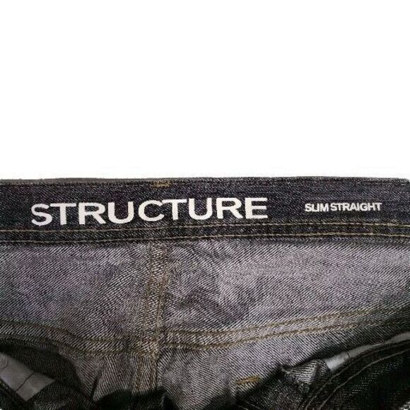 Structure Dark Wash Charcoal Slim Straight Denim Jeans Vintage Men Size 34 x 30 - Picture 3 of 6